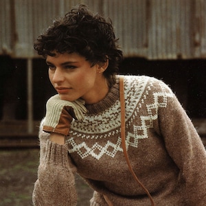 Ladies Nordic Style Sweater with Traditional Fair Isle Yoke, Vintage Knitting Pattern, PDF, Digital Download - C441