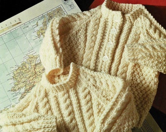 Baby's en peuters Aran Style trui en vest, vintage breipatroon, PDF, digitale download - A624