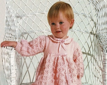 Hermoso vestido de encaje con escote sencillo y cuello Peter Pan para bebés y niñas pequeñas, patrón de tejido vintage, PDF, descarga digital - C878