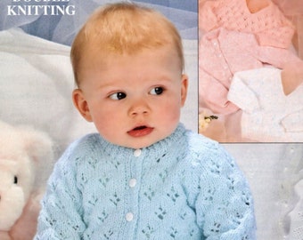 Babies and Toddlers Cute Patterned or Plain Round Neck Cardigan and V-Neck Sweater, Vintage Knitting Pattern, PDF, Digital Download - A718