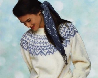 Ladies Gorgeous Nordic Style Fair Isle Sweater, Vintage Knitting Pattern, PDF, Digital Download - B969