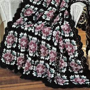 Gorgeous Cottage Rose Crochet Afghan, Vintage Crochet Pattern, PDF, Digital Download - C652