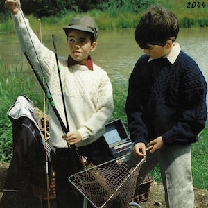 Boys and Teens Classic Guernsey Sweater with Cabled Rib Bands, Vintage Knitting Pattern, PDF, Digital Download - B939