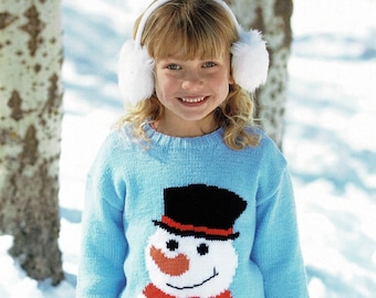Toddlers and Childrens Super Cute Snowman Sweater, Vintage Knitting Pattern, PDF, Digital Download - C661