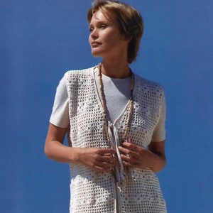 Ladies Beautiful Crochet Hip Length Waistcoat, Vintage Crochet Pattern,  PDF, Digital Download - B743
