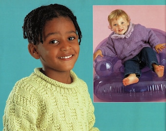 Babies, Toddlers and Childrens Chunky "Easy Knit" Basket Stitch Sweaters, Vintage Knitting Pattern, PDF, Digital Download - B207