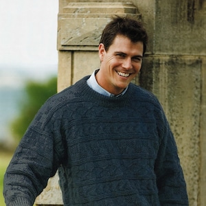 Mens "Easy Knit" Fishemans Style Guernsey * Larger Sizes Included*, Vintage Knitting Pattern, PDF, Digital Download - C320