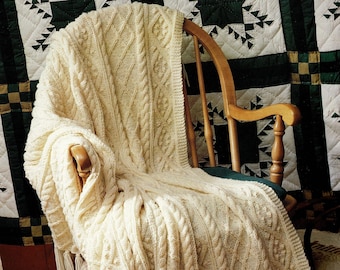 Gorgeous Aran Textures Afghan, Vintage Knitting Pattern, PDF, Digital Download - C600