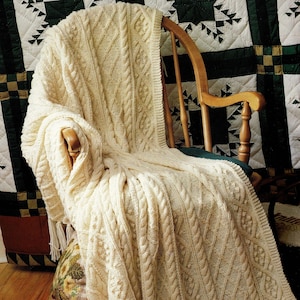 Gorgeous Aran Textures Afghan, Vintage Knitting Pattern, PDF, Digital Download - C600