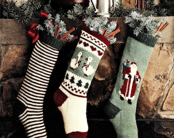 Fantastic Knitted Christmas Stocking, Vintage Knitting Pattern, PDF, Digital Download - D473