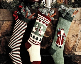 Fantastic Knitted Christmas Stocking, Vintage Knitting Pattern, PDF, Digital Download - D473