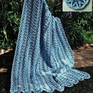 Beautiful Spiral Skyway Crochet Afghan, Vintage Crochet Pattern, PDF, Digital Download - C454