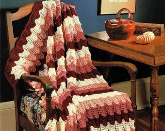 Beautiful Ripple at Dawn Aran Afghan, Vintage Knitting Pattern, PDF, Digital Download - C677