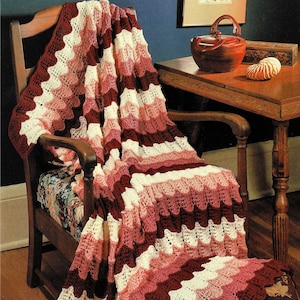 Beautiful Ripple at Dawn Aran Afghan, Vintage Knitting Pattern, PDF, Digital Download - C677