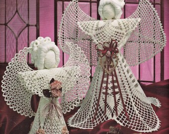 Crochet Lace Christmas Angels, Vintage Crochet Pattern, PDF, Digital Download - D854