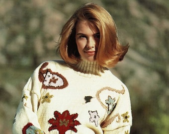 Ladies Lovely Paisley Sweater in Two Lengths, Vintage Knitting Pattern, PDF, Digital Download - C301