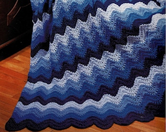 Gorgeous Twilight Wave Crochet Afghan, Vintage Crochet Pattern, PDF, Digital Download - C673