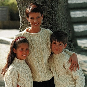 Ladies Classic Aran Sweater With Crew Neck and Raglan Sleeves