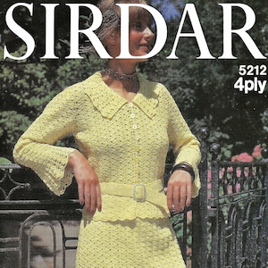 Ladies Lovely Crochet Jacket with Belt and Matching Skirt, Vintage Crochet Pattern, PDF, Digital Download - A422