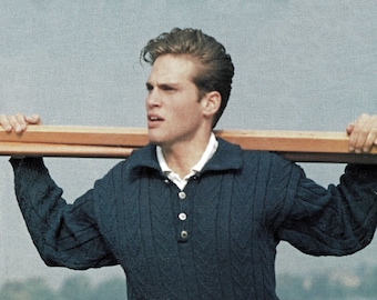 Mens Smart Sports Shirt Style Sweater, Vintage Knitting Pattern, PDF, Digital Download - C914