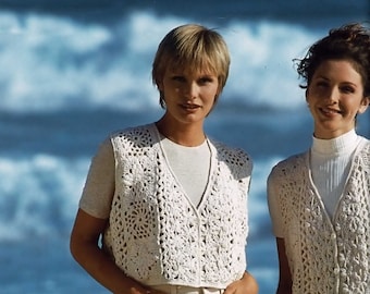 Ladies Beautiful Crochet Waistcoat in Three Lengths, Vintage Crochet Pattern,  PDF, Digital Download - B750