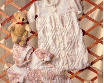 Mysig sovsäck för bebisar med valfri huva, vintage stickmönster, PDF, digital nedladdning - A820