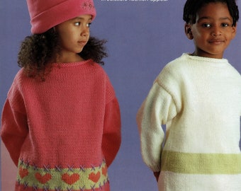 Babies, Toddlers and Childrens "Easy Knit" Long Line Aran Sweaters, Vintage Knitting Pattern, PDF, Digital Download - B199