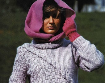 Ladies Basket Stitch and Mock Cable Sweater, Vintage Knitting Pattern, PDF, Digital Download - C138