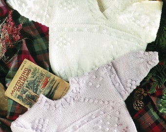 Babies, Toddlers and Childrens Aran Sweater with Round or V Neck, Vintage Knitting Pattern, PDF, Digital Download - B491