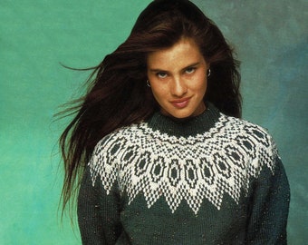 Ladies Gorgeous Nordic Style Fair Isle Sweater, Vintage Knitting Pattern, PDF, Digital Download - B559