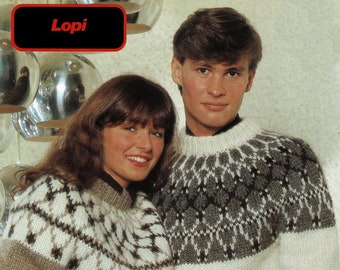 Ladies and Mens Traditional Nordic Fair Isle Sweater, Vintage Knitting Pattern, PDF, Digital Download - B435