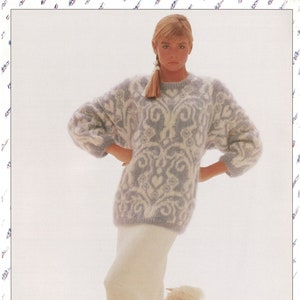 Ladies Majestic Oversized Fair Isle Mohair Sweater, Vintage Knitting Pattern, PDF, Digital Download - A912