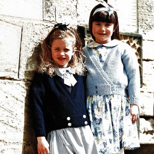 Toddlers and Girls Sweet Cross-Over Cardigan in 4 Different Yarn Weights, Vintage Knitting Pattern, PDF, Digital Download - B708