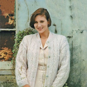 Ladies Cabled Mohair Jacket with Round Neck, Vintage Knitting Pattern, PDF, Digital Download - C405