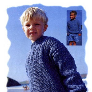 Toddlers and Childrens Smart Cable and Moss Stitch Guernsey Style Sweaters, Vintage Knitting Pattern, PDF, Digital Download - B621