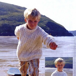 Toddlers and Childrens Lovely Cable Sweater with Drop Shoulders and Round Neck, Vintage Knitting Pattern, PDF, Digital Download - B616