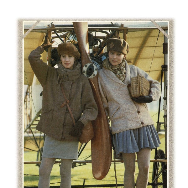 Ladies Fabulous Aviator Style Jackets, Vintage Knitting Pattern, PDF, Digital Download - B705