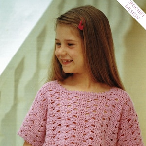 Toddlers and Girls Pretty Crochet Lace Crop Top, Vintage Crochet Pattern, PDF, Digital Download - B250