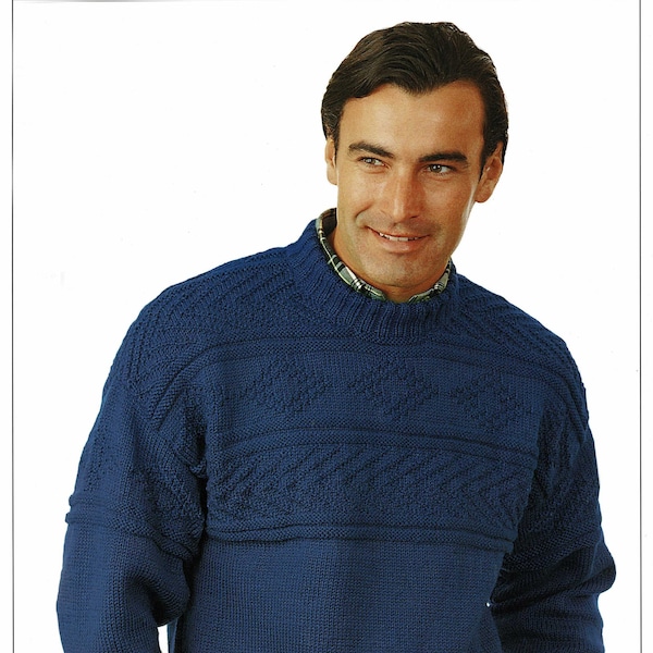 Mens "Easy Knit" Traditional Fishermans Guernsey, Vintage Knitting Pattern, PDF, Digital Download - A349