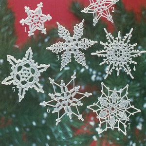 Crochet Lace Christmas Snowflakes, Vintage Crochet Pattern, PDF, Digital Download - B373
