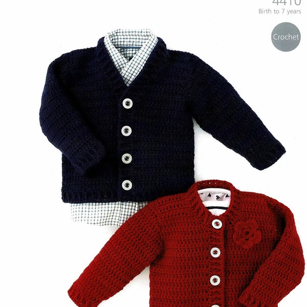 Enfants, tout-petits et bébés Easy Crochet Round ou V Neck Cardigan, vintage Crochet Pattern, PDF, Digital Download - B410