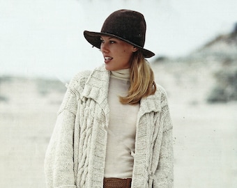 Ladies Fabulous Long Line Jacket with Front Cable Panels *Includes Plus Sizes*, Vintage Knitting Pattern, PDF, Digital Download - C647