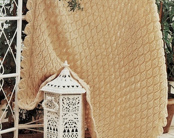 Beautiful Lacy Leaf Afghan in Aran, Vintage Knitting Pattern, PDF, Digital Download - C537