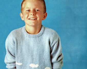 Toddlers and Boys Smart Train Sweater, Vintage Knitting Pattern, PDF, Digital Download - C659