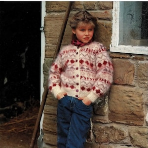 Toddlers and Girls Lovely Fair Isle Mohair Cardigan, Vintage Knitting Pattern, PDF, Digital Download - B678