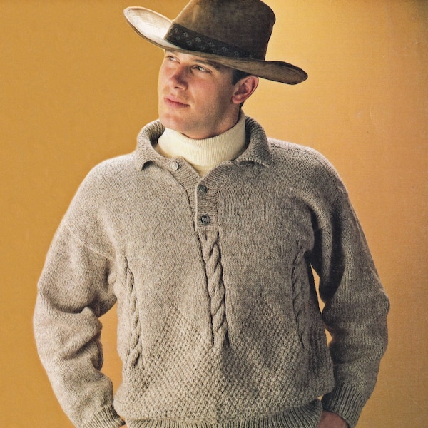 Mens Smart "Easy Fitting" Textured Sports Shirt, Vintage Knitting Pattern, PDF, Digital Download - D599