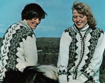 Ladies Traditional Nordic Fair Isle Cardigan, Vintage Knitting Pattern, PDF, Digital Download - B689