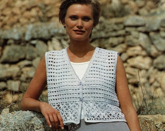 Ladies Beautiful Crochet Waistcoat in Two Lengths, Vintage Crochet Pattern,  PDF, Digital Download - B787