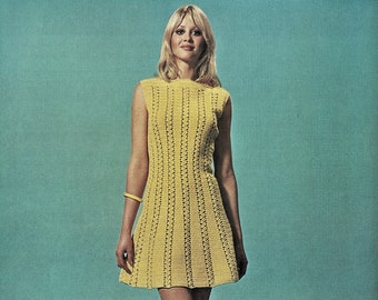 Ladies Crochet Flared Sleeveless Mini Dress, Vintage Crochet Pattern, PDF, Digital Download - A417