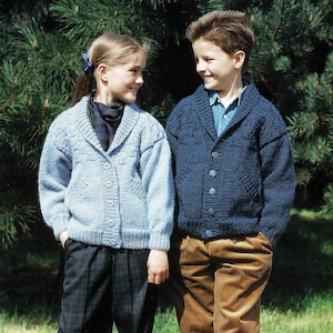 Toddlers and Childrens &quot;Easy Knit&quot; Bulky Jacket with Shawl Collar, Vintage Knitting Pattern, PDF, Digital Download - B343